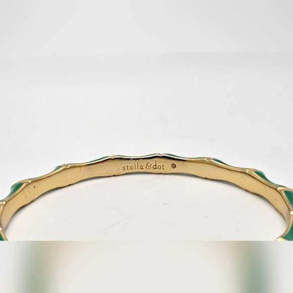 STELLA & DOT Green Julep Gold Bamboo Bangle Bracelet - Picture 4 of 4